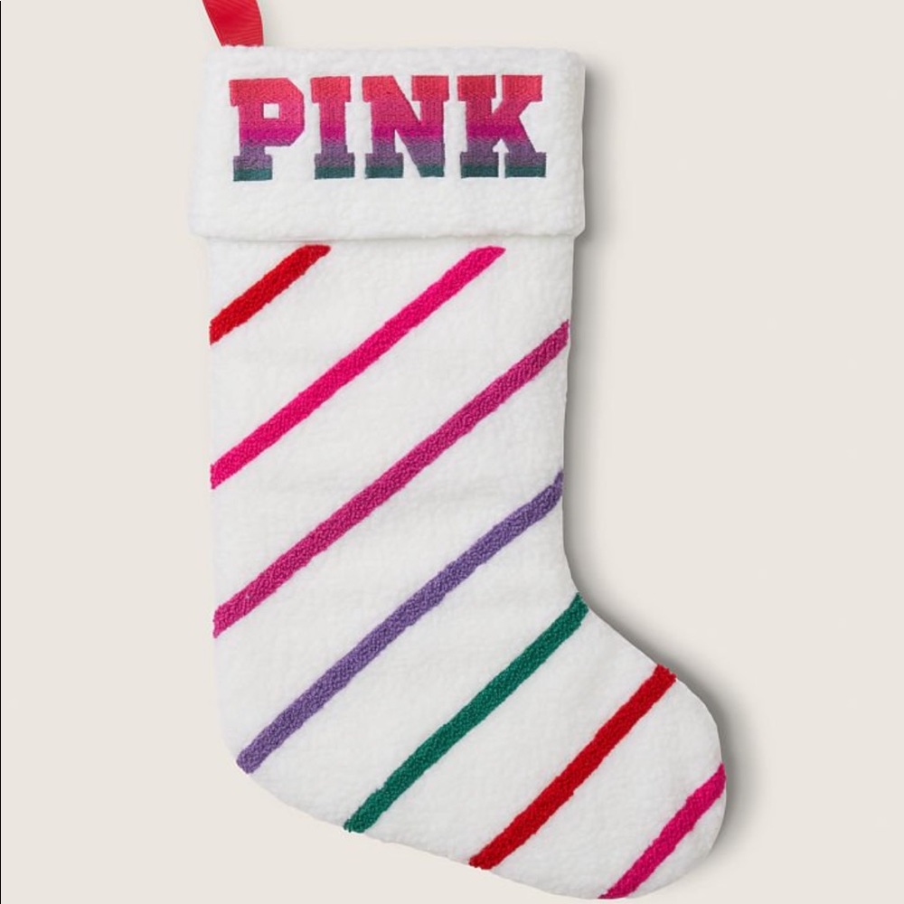VS PINK Limited Edition Sherpa Multi Color Stocking Christmas Holiday New